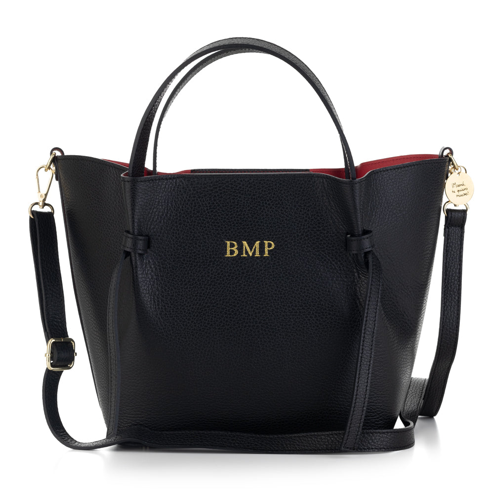 Bolso-piel-personalizado-Versalles-negro-bordado-asa-larga
