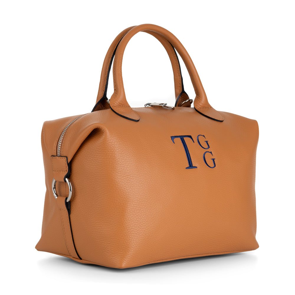 Bolso-piel-personalizado-Elba-Camel-lateral-bordado