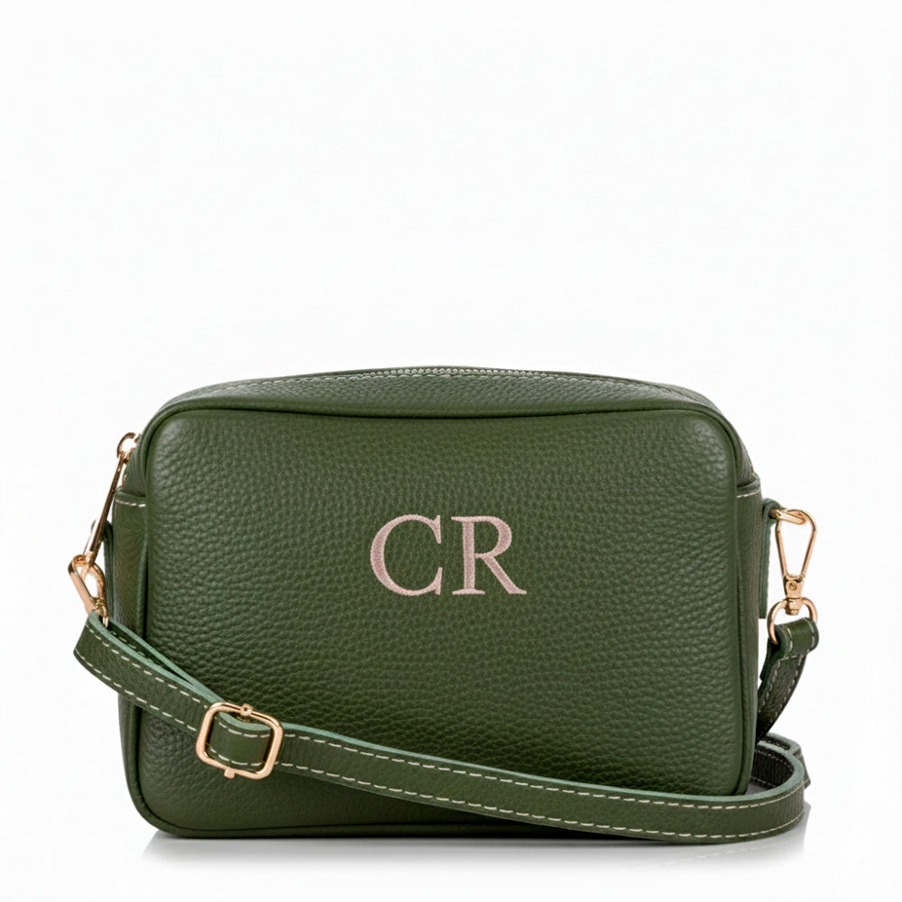 Bolso-piel-personalizado-Madison-verde-oliva-bordado