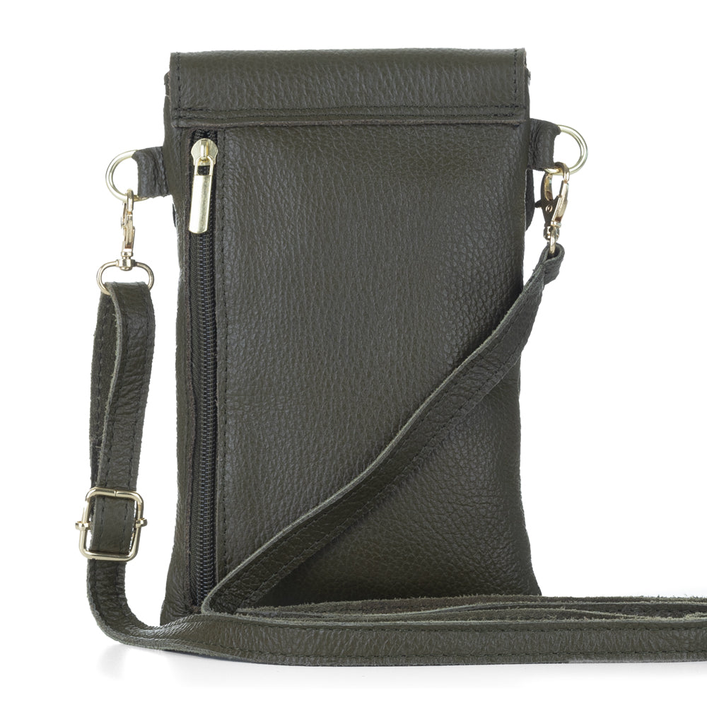 Bolso-piel-personalizado-para-movil-Hudson-verde-kaki-detras