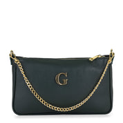 Bolso-piel personalizado roma-verde-botella-inicial-metalica