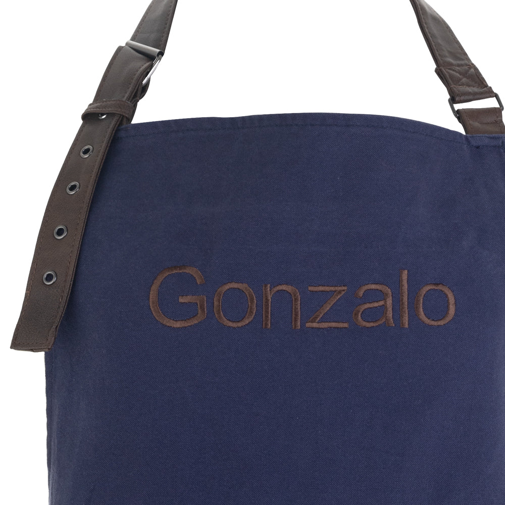 Delantal-Vintage-personalizado-azul-marino-bordado-detalle