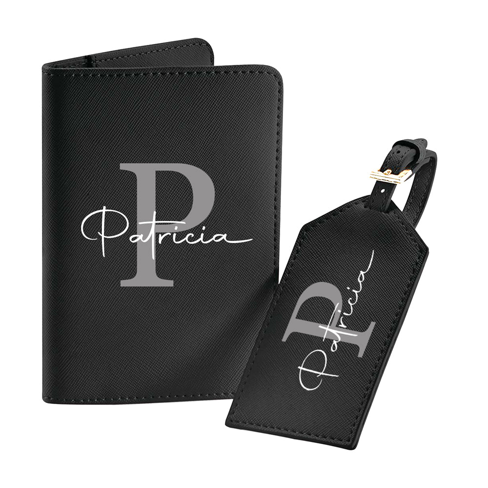 Funda-pasaporte-identificador-maleta-personalizados-Paris-negro-inicial-nombre-encima