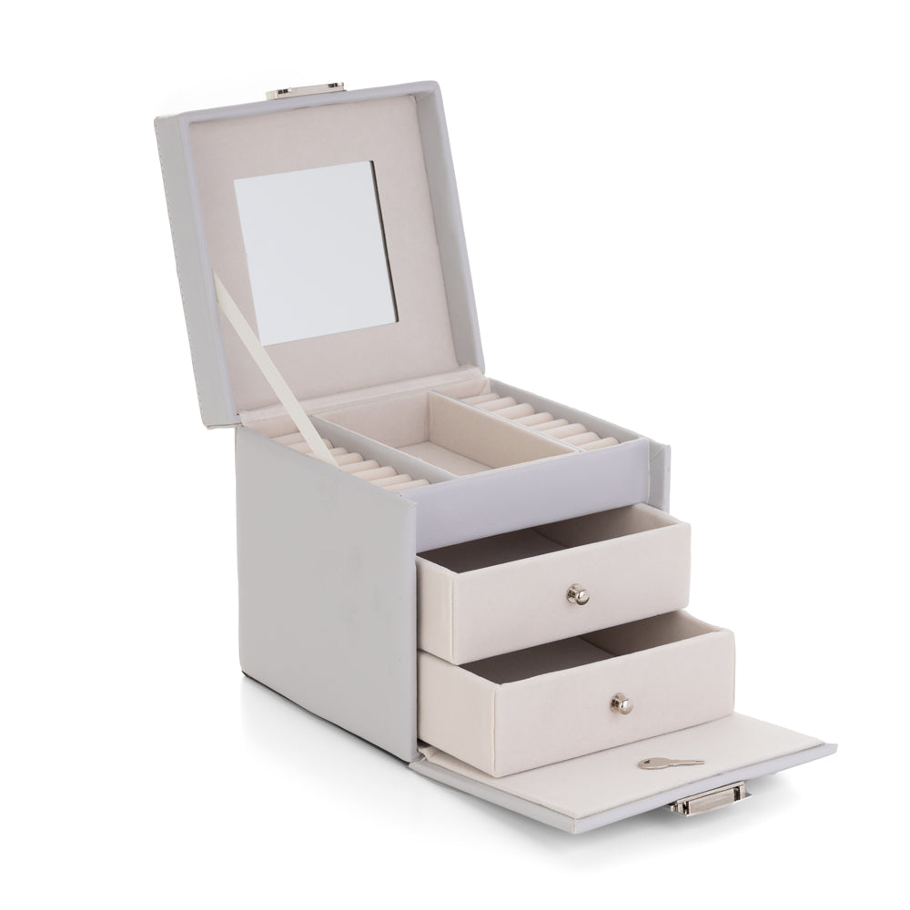 Joyero-personalizado-2-cajones-llave-gris-abierto