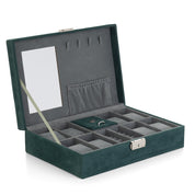 Joyero-relojero-personalizado-terciopelo-verde-abierto