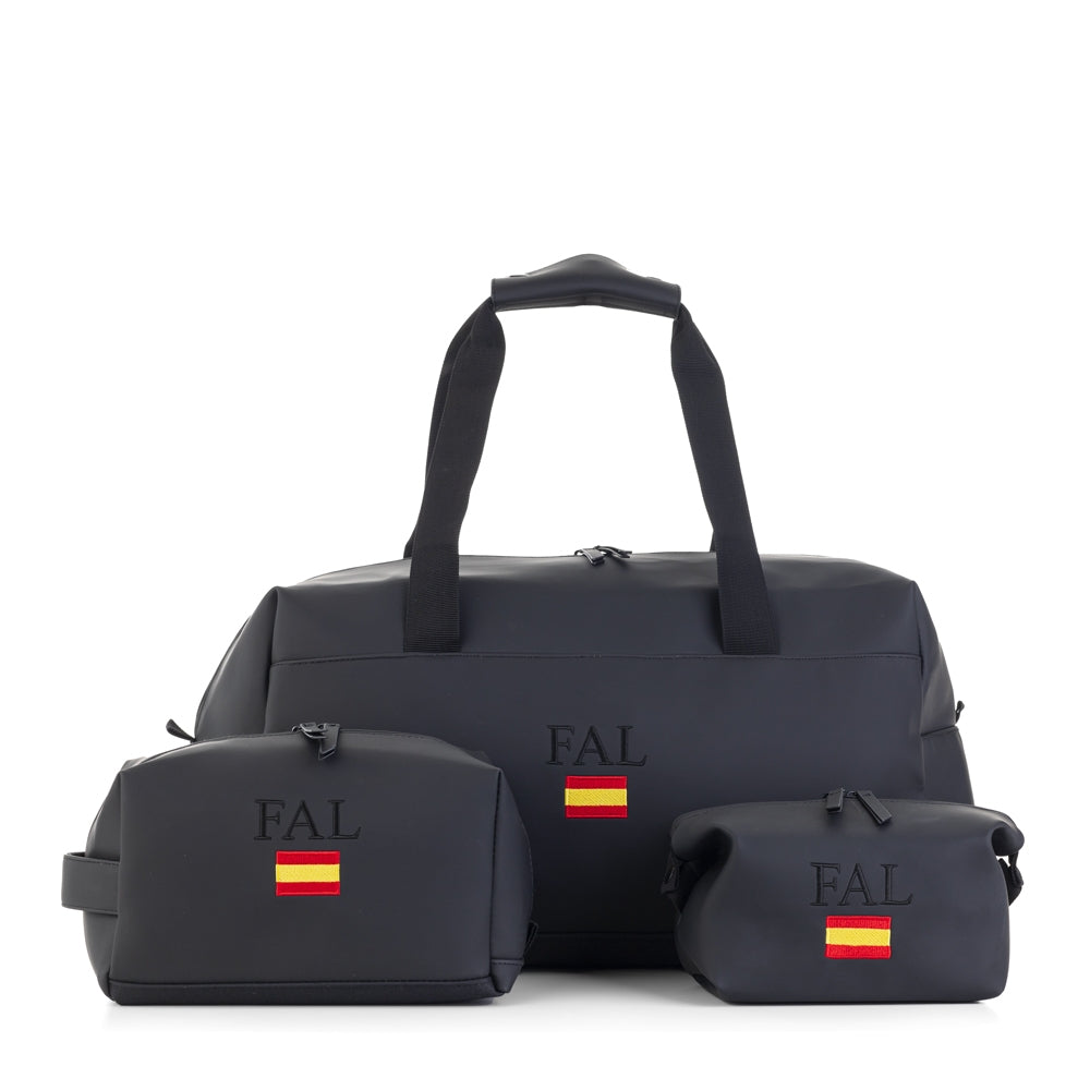 Juego-de-viaje-Lake-bordado-negro-bandera-espana