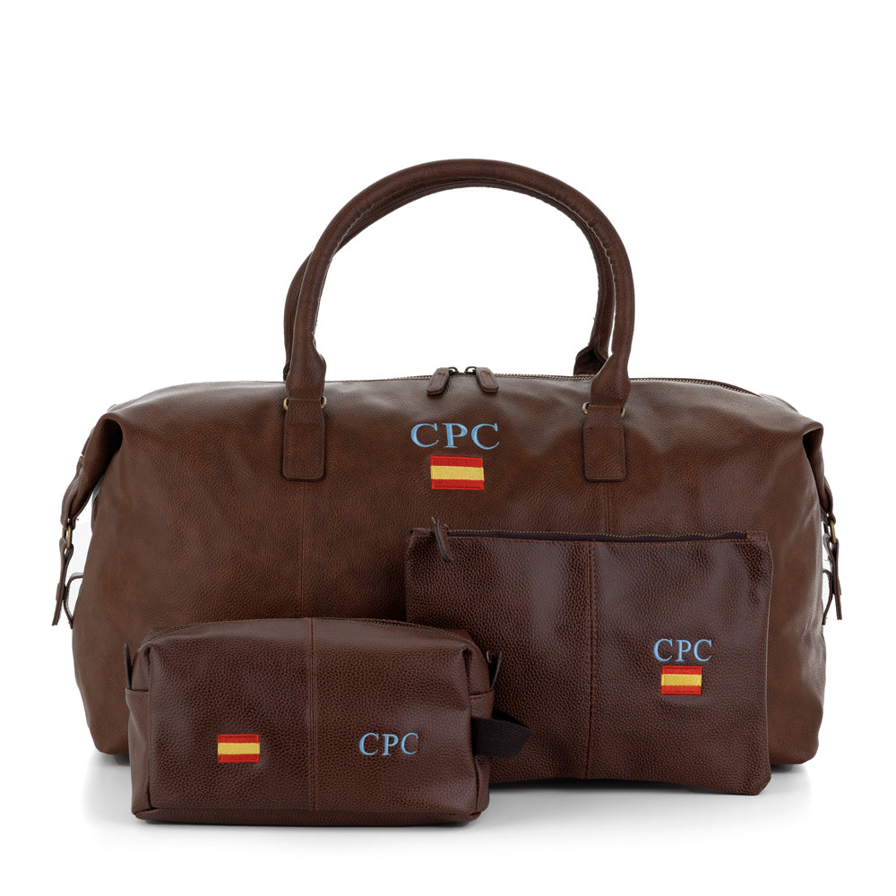 Juego-viaje-personalizado-columbia-marron-bordado-bandera-espana