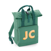 Mochila-personalizada-vermont-verde-iniciales-sombra-naranja