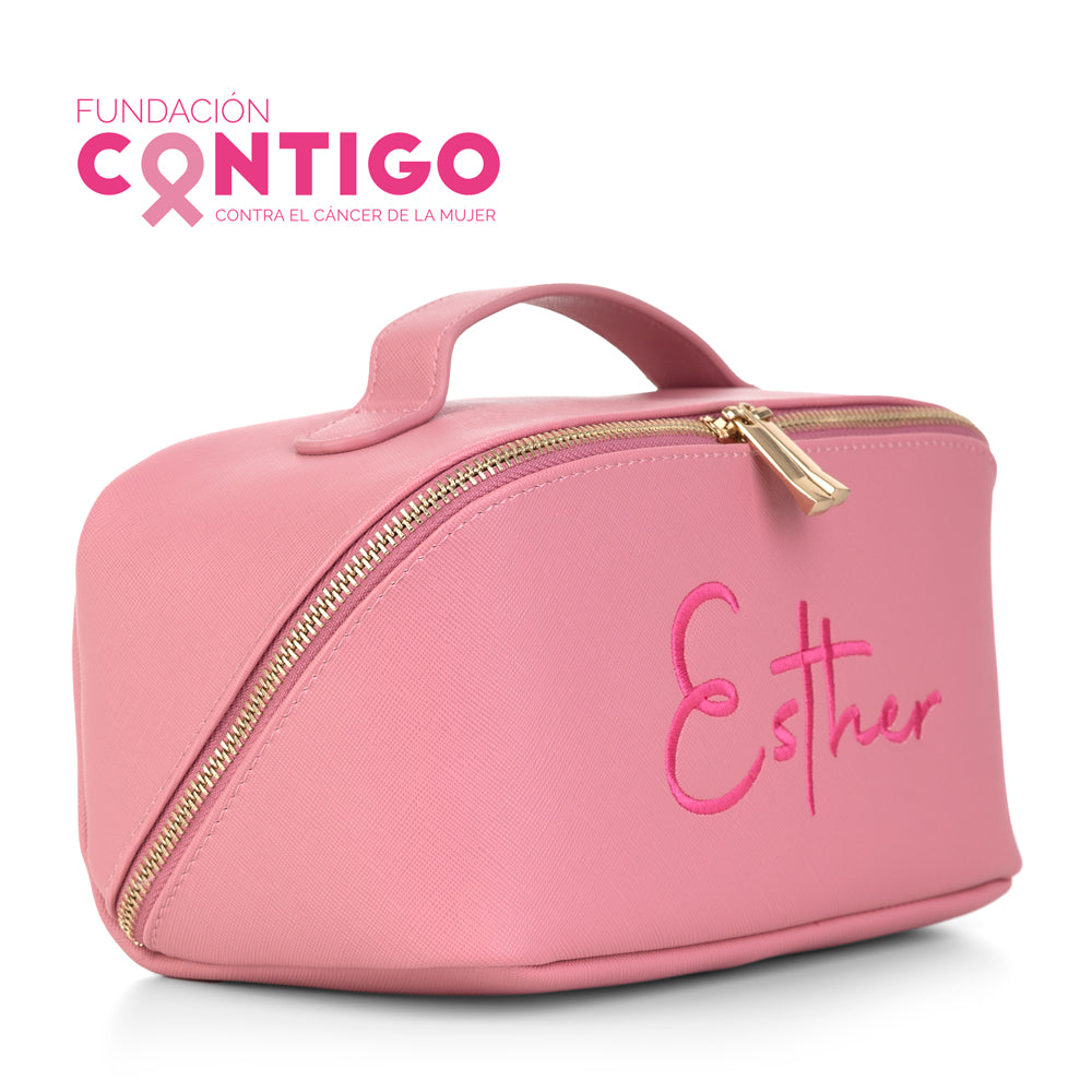 Neceser-personalizado-xparis-lux-rosa-chicle-bordado-3-lateral-Fundacion-contigo