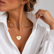 Collar Harper blanco personalizado con medalla grabada, regalo para ella