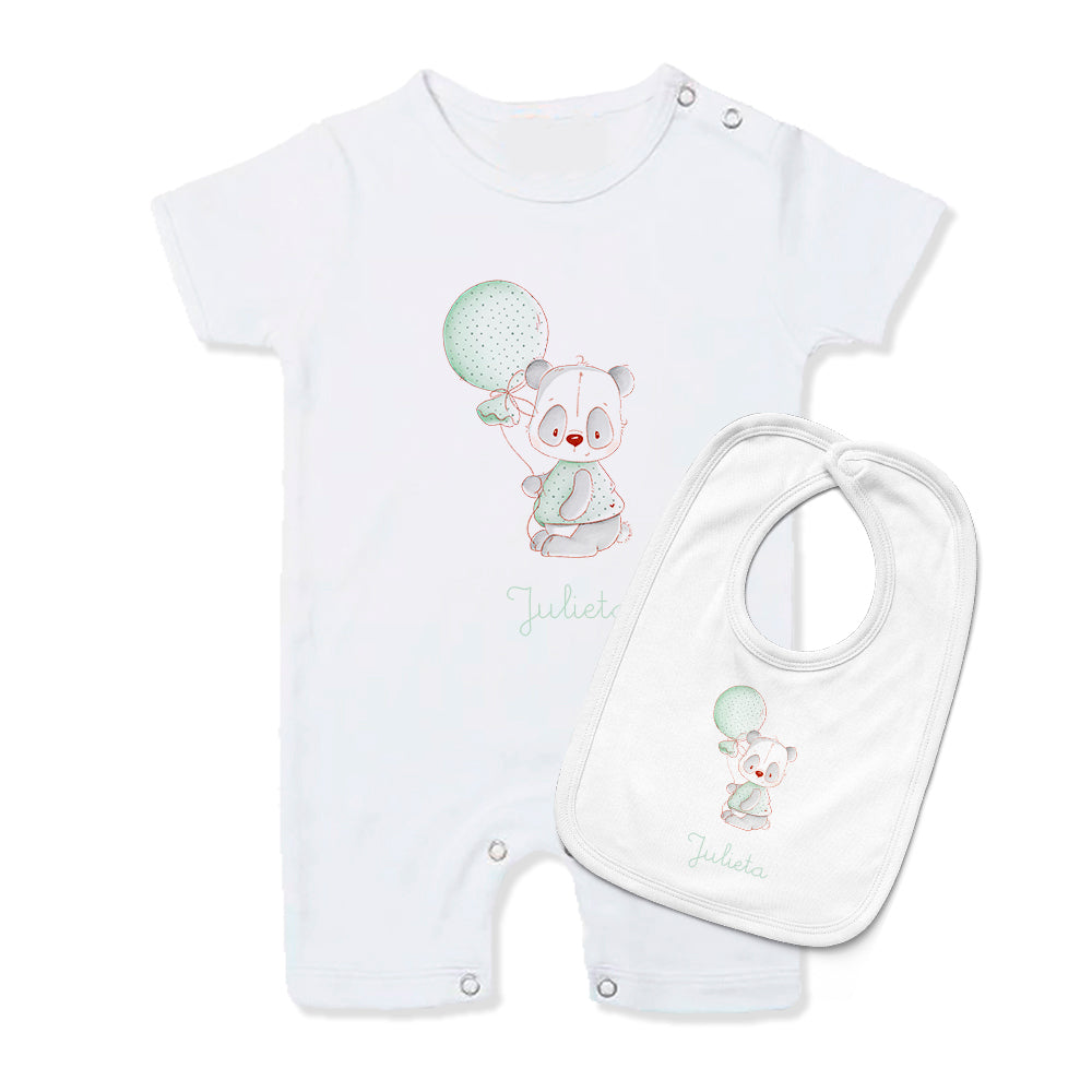CONJUNTO BEBÉ PERSONALIZADO PIJAMA Y BABERO