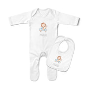 CONJUNTO BEBÉ PERSONALIZADO PIJAMA Y BABERO