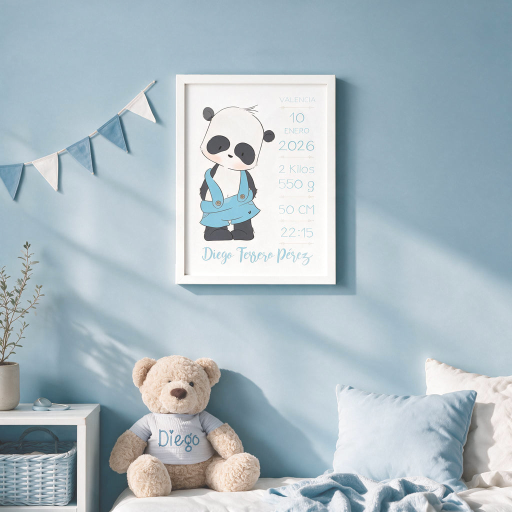 CUADRO PERSONALIZADO NACIMIENTO PANDA PANTALÓN