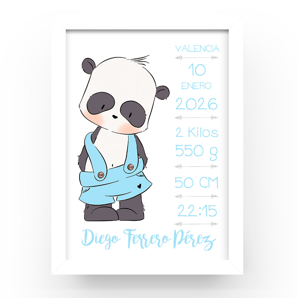 CUADRO PERSONALIZADO NATALICIO PANDA PANTALÓN