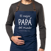 Delantal personalizado para papá azul marino mejor papá del mundo