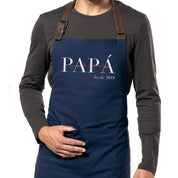 Delantal personalizado para papá azul marino con nombres