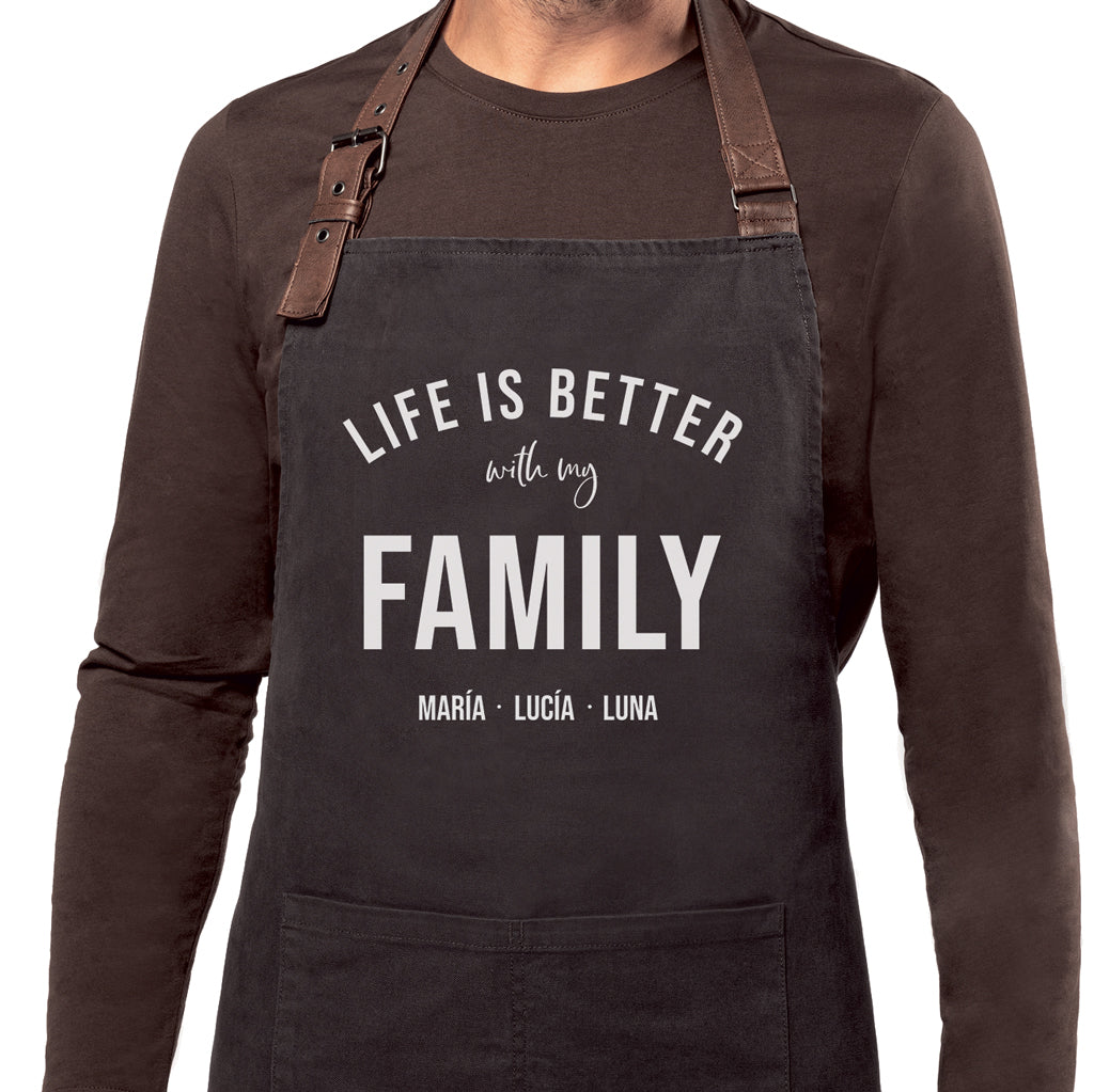 Delantal personalizado para papá gris oscuro Life is better