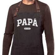 Delantal personalizado para papá gris oscuro estilo college