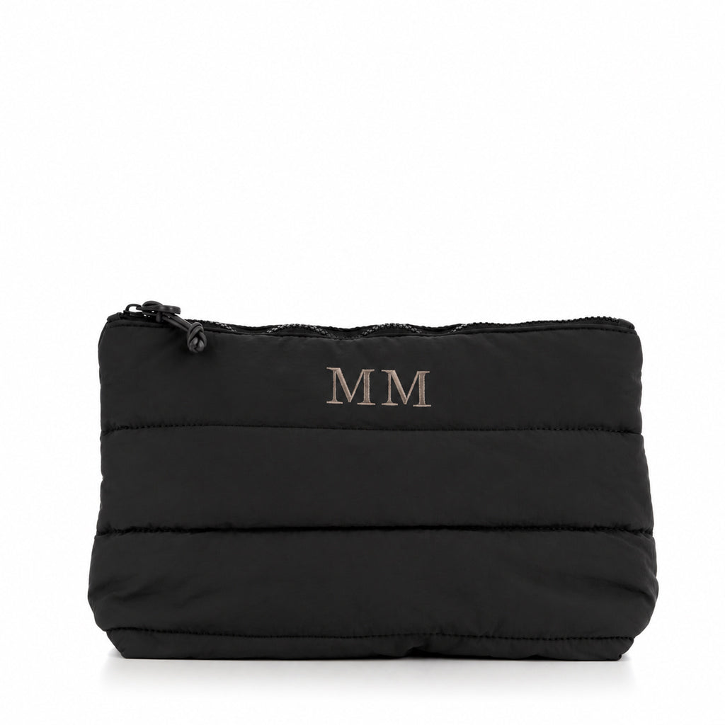 Neceser Aspen negro personalizado con iniciales bordadas, regalo para ella