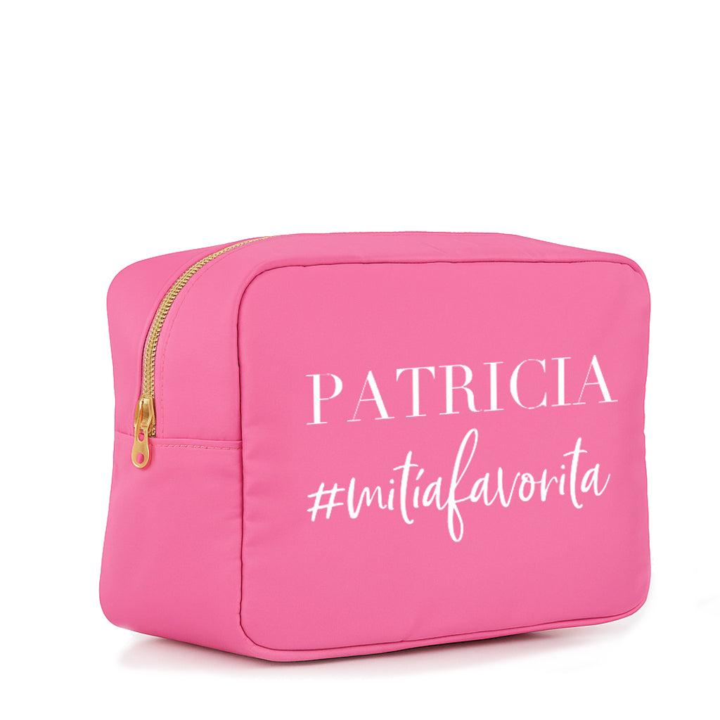 Neceser Barbados rosa flúor grande personalizado con hashtag