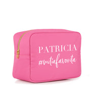 Neceser Barbados rosa flúor grande personalizado con hashtag