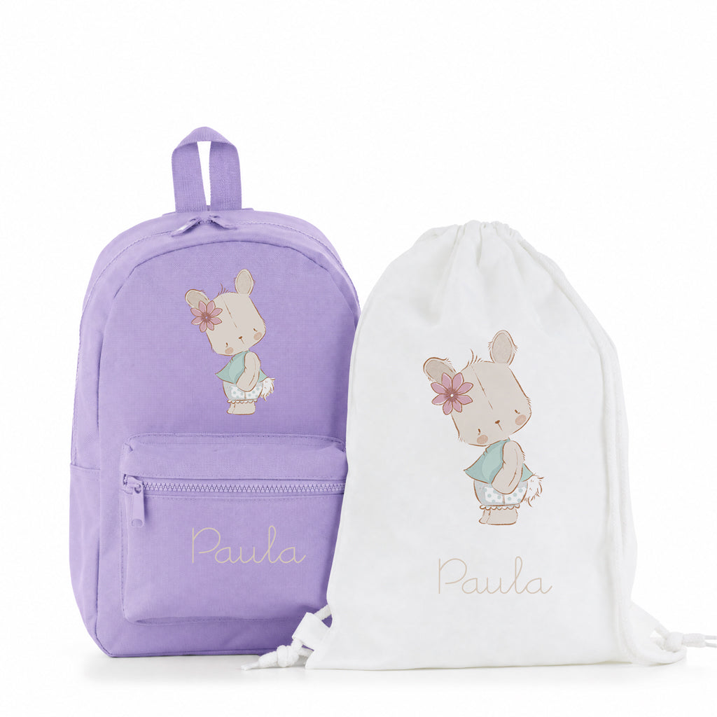 PACK PERSONALIZADO MOCHILA+MOCHILA CUERDAS ANIMALITOS