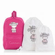 PACK PERSONALIZADO MOCHILA+MOCHILA CUERDAS+BOLSA MERIENDA ANIMALITOS