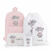 PACK PERSONALIZADO MOCHILA+MOCHILA CUERDAS+BOLSA MERIENDA+CAJA ALMUERZO+TAZA