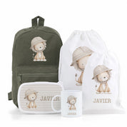 PACK PERSONALIZADO MOCHILA+MOCHILA CUERDAS+BOLSA MERIENDA+CAJA ALMUERZO+TAZA