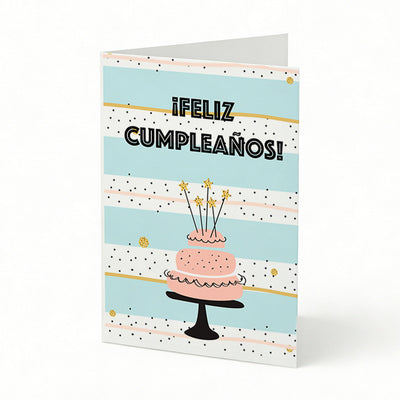 TARJETA FELICITACIÓN FELIZ CUMPLEAÑOS TARTA