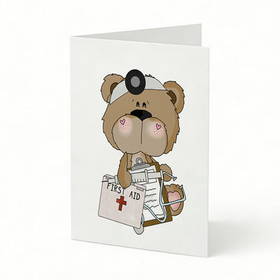 TARJETA FELICITACIÓN OSITO MÉDICO