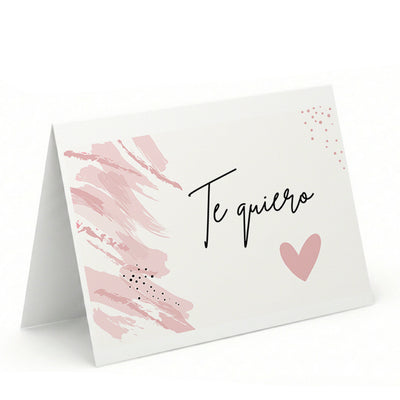 TARJETA FELICITACIÓN TE QUIERO CORAZÓN ROSA
