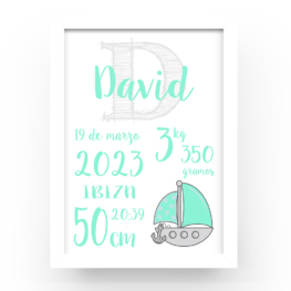 Cuadro personalizado natalicio Barquito