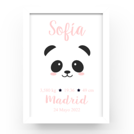 Cuadro personalizado natalicio Carita panda