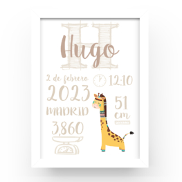 Cuadro personalizado natalicio Jirafa tribal