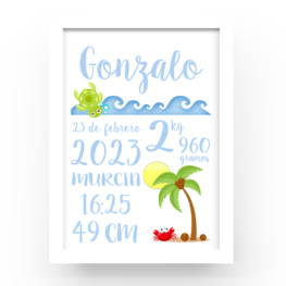 Cuadro personalizado natalicio Palmera