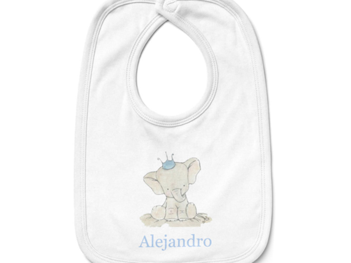 Babero bebé personalizado Elefante corona