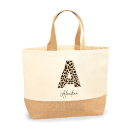 Bolsa personalizada Santorini inicial leopardo