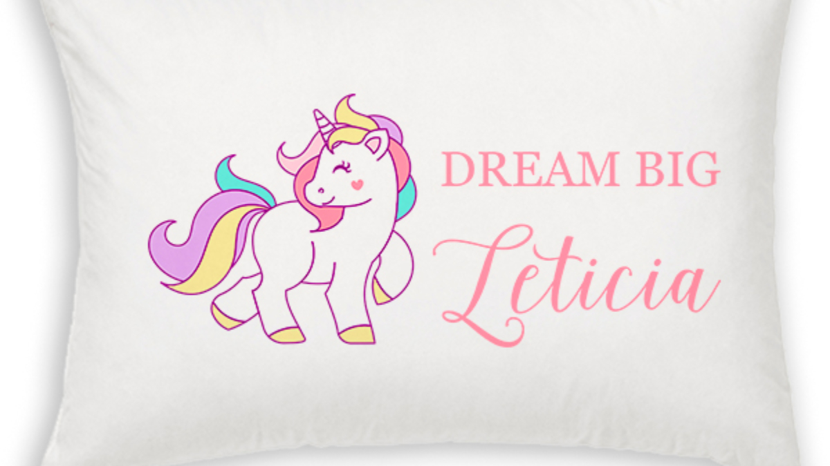 Almohada personalizada Unicornio corazón Dream big