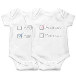 2 BODYS BEBÉ PERSONALIZADOS TICK GEMELOS
