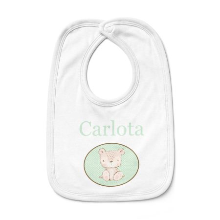 Babero-bebe-personalizado-Osito-topitos-mint