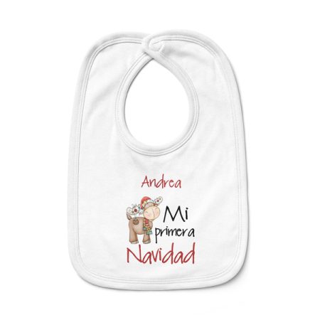 Babero-bebe-personalizado-mi-primera-navidad-reno-bola