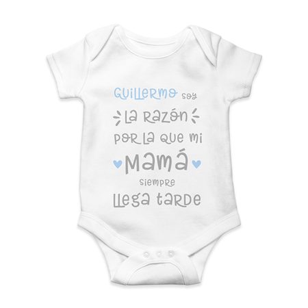 Body-bebe-personalizado-Llega-tarde-azul