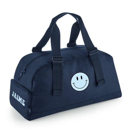 Bolsa-deporte-personalizada-Vermont-azul-marino-smiley-clasica-nombre-bolsillo