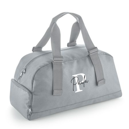 Bolsa-deporte-personalizada-Vermont-gris-inicial-nombre-encima