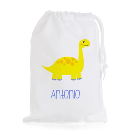 Bolsa-merienda-personalizada-dinosaurio-amarillo-nombre-azul