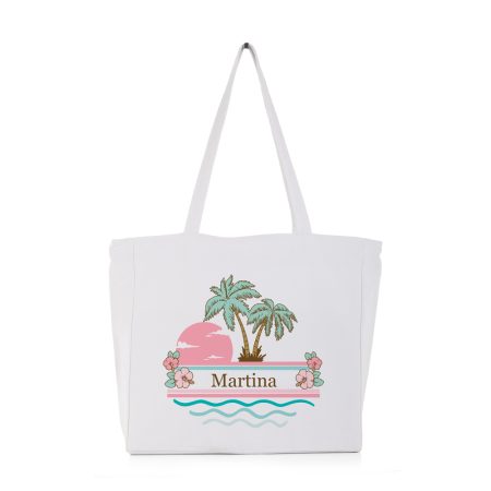 Bolsa-personalizada-Miami-blanco-palmeras-hibiscus