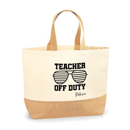 Bolsa-personalizada-Santorini-teacher-off-duty-nombre