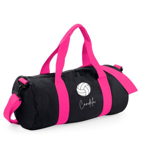 Bolsa-personalizada-barril-negro-fucsia-pelota-volleyball-y-nombre