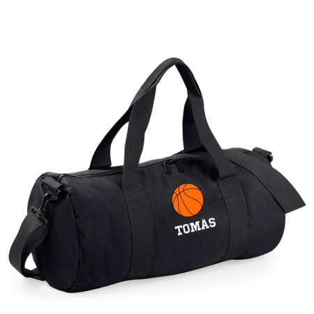 Bolsa-personalizada-barril-negro-pelota-baloncesto-nombre-naranja